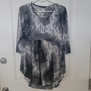 Women's Tie-Dye Blouse - Black and Gray